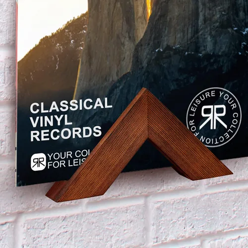 Vista 5 de Juego de soportes para discos de vinilo: soporte de pared de vinilo para exhibición de discos, estante de madera de pino con cintas adhesivas