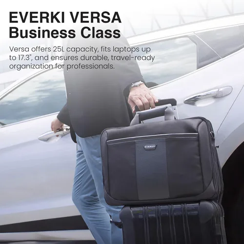 Vista 2 de EVERKI Versa - Maletín para laptop para hombres y mujeres, color negro - 17.3 pulgadas Premium Leather Ballistic Nylon, Heavy-Duty