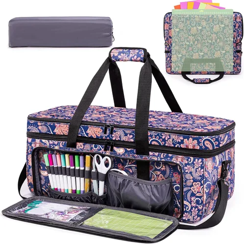 Vista 12 de IMAGINING Estuche de transporte para Cricut Maker 3, Maker 4, Bolsa de máquina de doble capa con cubierta para Cricut Explore 4, Explore 3, Explore
