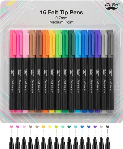 Vista 11 de Mr. Pen - Bolígrafos de punta de fieltro, paquete de 8, 0.028 in, colores surtidos, secado rápido, bolígrafos de punta de fieltro fina para artes