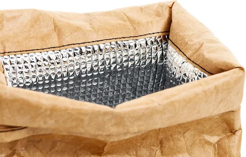 Vista 10 de Lékué - Bolsa de almuerzo para llevar de papel kraft Marrón 1 galón Portabicicletas grande reutilizable con espacio para botella y más