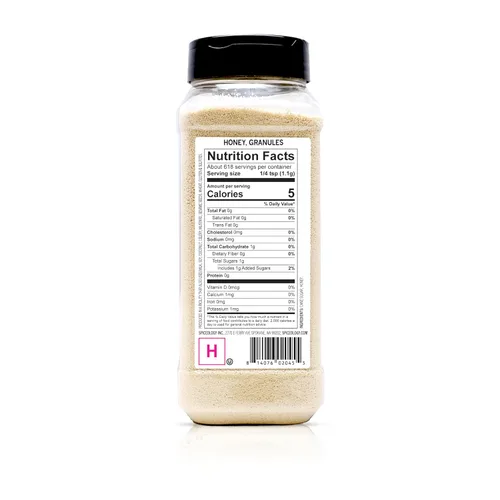 Vista 2 de Spiceology Gránulos de miel - Cristales de miel granulados para hornear, bebidas y condimentos - Edulcorante sin gluten para té, café, postres y más