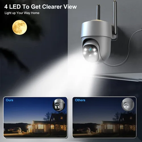 Vista 4 de Cámara de seguridad celular 4G LTE Cámaras de seguridad inalámbricas para exteriores con energía solar con 360° de panorámica y inclinación