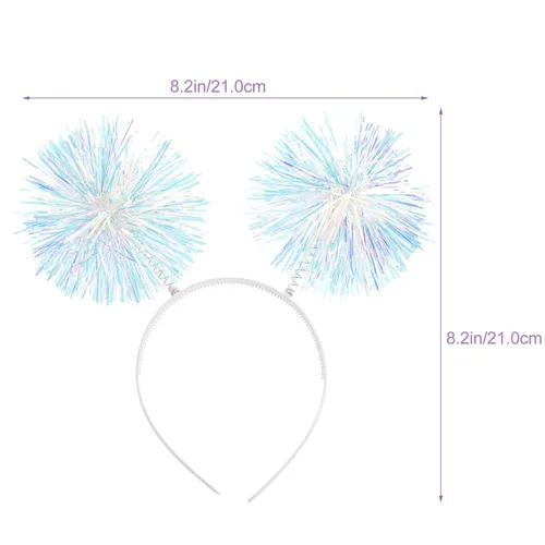 Vista 18 de minkissy Diadema con pompones, diadema de color Bopper, diadema de bola con antena para color azul