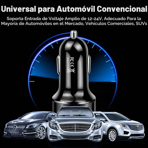 Vista 9 de Cargador de coche USB C de 4 puertos, adaptador de cargador USB con voltímetro PD 3.0 y QC 3.0 de carga rápida para iPhone 17/16/15, Samsung Galaxy