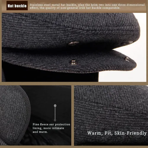 Vista 5 de Sombrero de invierno para hombre, boina plana Newsboy Gatsby