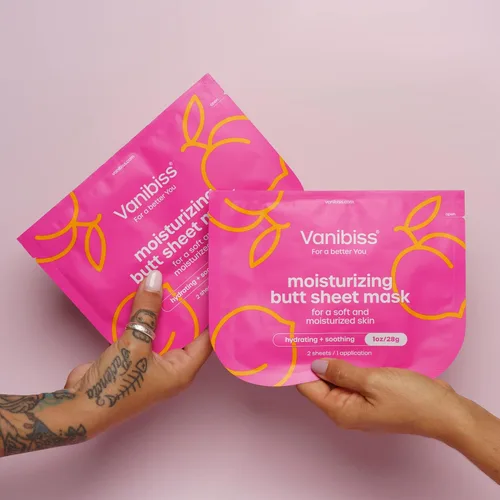 Vista 7 de Vanibiss Crema para el tratamiento del acné de glúteos y muslos y 4 máscaras hidratantes para los glúteos, paquete
