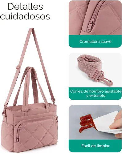 Vista 7 de BAGSMART Bolsa de Almuerzo para Mujer, Bolsa de Almuerzo Grande Aislada con Múltiples Bolsillos, Bolsa de Mano Acolchada y Hinchable
