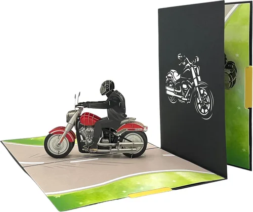 Vista 2 de 3D Pop Up Tarjeta de Felicitación Vehículos Tema (Motorcycle)