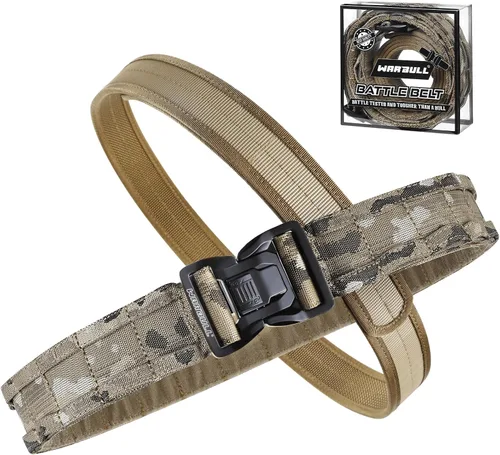 Vista 10 de WarBull Cinturón táctico de batalla Molle, cinturón de pistola de liberación rápida de 2'' con bloqueo seguro, cinturón interior EDC de 1.57