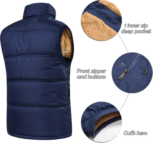 Vista 3 de XinYangNi Men's Winter Warm Outdoor Padded Puffer Vest Thick Fleece Lined Sleeveless Jacket