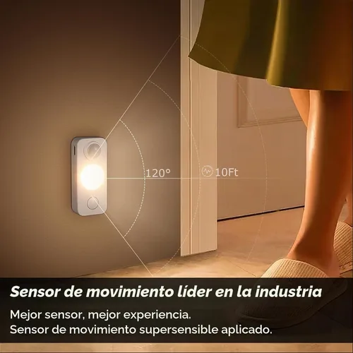 Vista 2 de NIEGNOWOO Luces LED con sensor de movimiento en forma de disco, recargables, luces de gabinete, se adhieren, luz nocturna LED inalámbrica