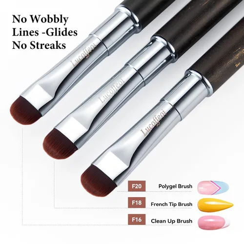Vista 7 de French Tip Brush - Herramienta de arte de uñas para limpieza y poligel Cepillo de punta francesa F18