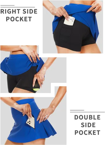 Vista 3 de Sarfort Tennis Skirt Women Golf Skort High Waisted Athletic Workout Sports Skirts Shorts Back Pleated Running Pockets