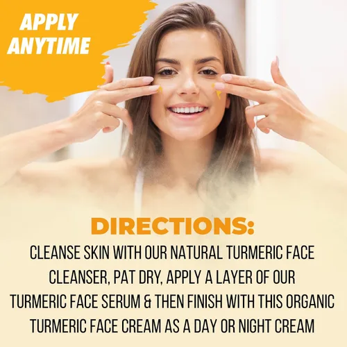 Vista 4 de Crema facial de cúrcuma para rostro y cuerpo – Loción iluminadora de piel de cúrcuma totalmente natural – La cúrcuma limpia la piel, combate