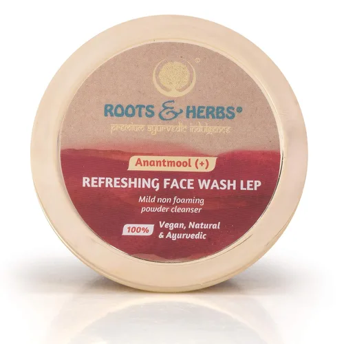 Vista 4 de ROOTS AND HERBS Lavado facial ayurvédico Lep Tratamiento natural 100% vegano Anantmool refrescante lavado facial limpiador facial no formante - 2.11