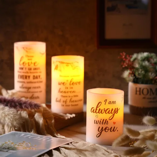 Vista 7 de Treela 3 velas conmemorativas, regalos conmemorativos, luces LED cardenales sin llama, regalos religiosos para la pérdida de un ser querido, velas