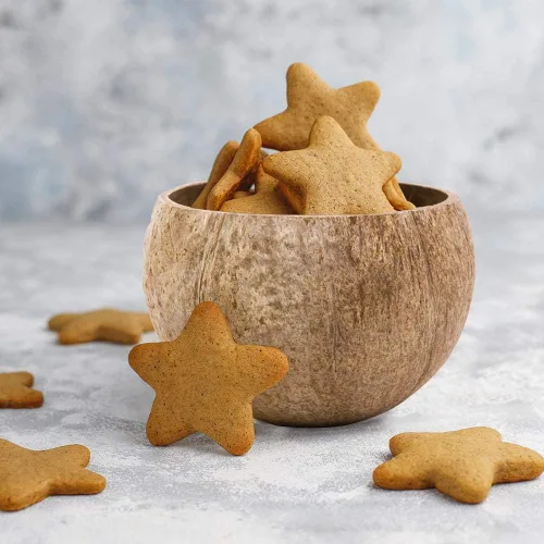Vista 4 de Rainforest Bowls 2 cuencos de coco crudo ecológicos (pequeños y jumbo) con 2 tenedores de madera de coco, 100% natural, juego de cocina orgánico