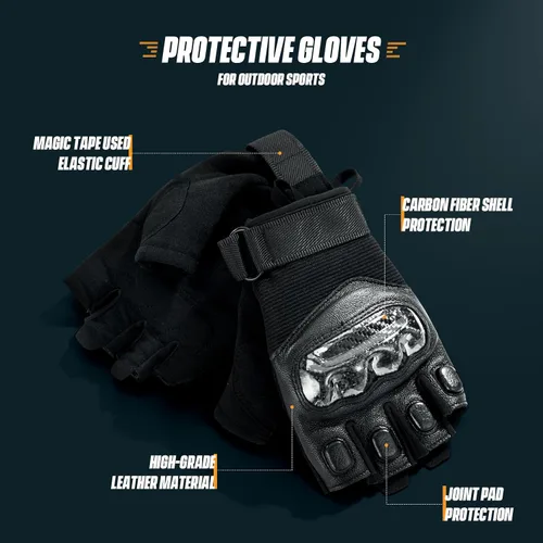 Vista 5 de OOPOR Guantes de motociclismo, guantes de ciclismo para hombres y mujeres, guantes de bicicleta sin dedos, guantes de bicicleta para levantamiento