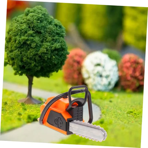 Vista 3 de 2 unids casa de muñecas motosierra muñeca de plástico mini juguetes de plástico al aire libre juegos mini motosierra estatuilla pequeña motosierra