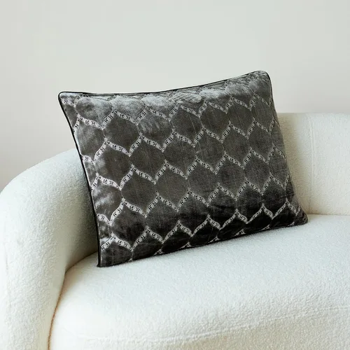 Vista 3 de THE-TINOART Fundas de almohada decorativas de terciopelo de corte morisco, color gris, 18 x 26 pulgadas, fundas de almohada rectangulares para sofá
