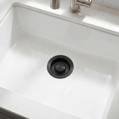 Vista 2 de LQS Brida de eliminación de basura para fregadero de cocina y tapón de fregadero, ajuste de orificio de drenaje estándar de 3-1/2 pulgadas