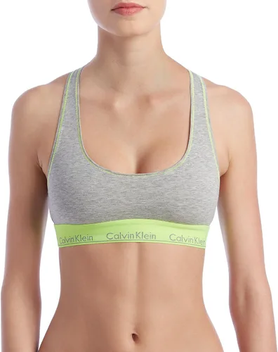 Vista 9 de Calvin Klein Bralette moderno de algodón elástico V-Day sin forro Gris Caliente
