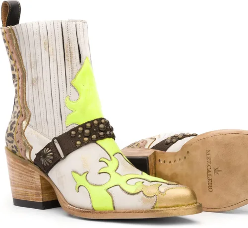 Vista 5 de Mezcalero Botines de piel blanca para Mujer con acabado vintage - Dudi