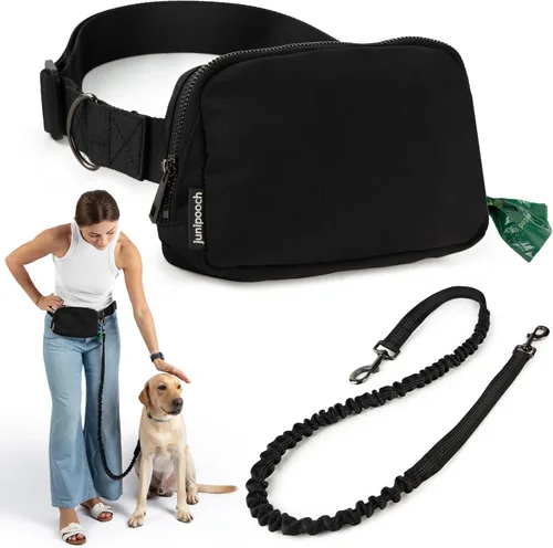 Vista 9 de Correa de perro manos libres con bolsa de golosinas para perros, correa de cintura elegante y moderna para pasear al perro, para llevar