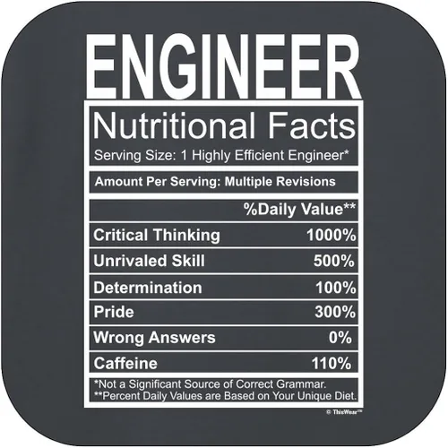 Vista 2 de Engineer Gift Nutritional Facts Gag Gifts Funny Young Mens T-Shirt