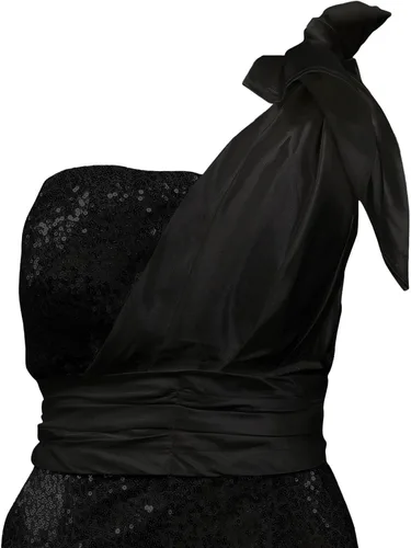Vista 3 de Vestidos Fiesta Noche Tren Sirena Manga Larga para Mujer, ropa banquete un hombro y lentejuelas, Vestidos brillantes