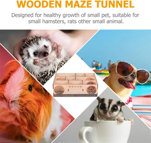 Vista 9 de Hemobllo Juguete de actividad para mascotas con túnel de laberinto de hámster para animales pequeños, ejercicio interactivo y escondite para ratones