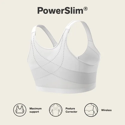 Vista 4 de Leonisa Multi-Funcional – Brasier Corrector de Postura, Sin Aro, Cierre Frontal para Mujeres, Cobertura Completa, Blanco