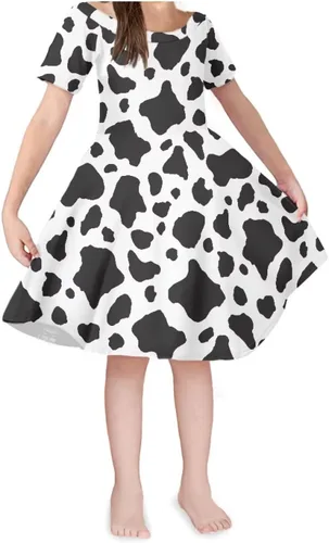 Vista 32 de SEANATIVE Vestido de manga corta para niñas de 3 a 14 años Black Bow Ghost