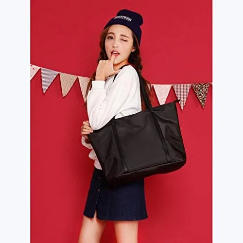 Vista 2 de YALUXE Bolso de mano para mujer, bolso de hombro de nailon de cuero para mujer, bolso de trabajo de gran capacidad, bolso imprescindible