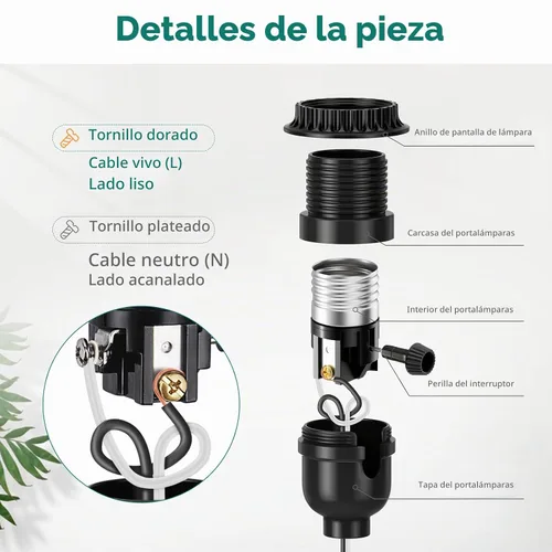 Vista 4 de DiCUNO Reemplazo de enchufe de lámpara E26 con certificación UL, perilla del interruptor de giro para encendido/apagado, enchufe de luz de base