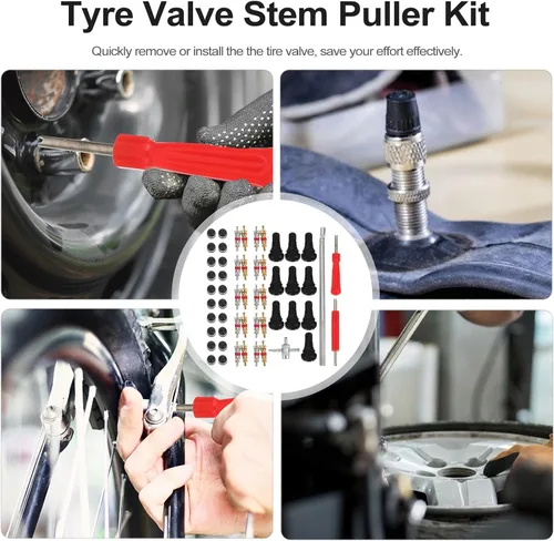 Vista 5 de 54pcs Tire Stem Removal and Installation Tool Set for Car Tire Repair and Auto Valve Stem Tools Maintenance Kit