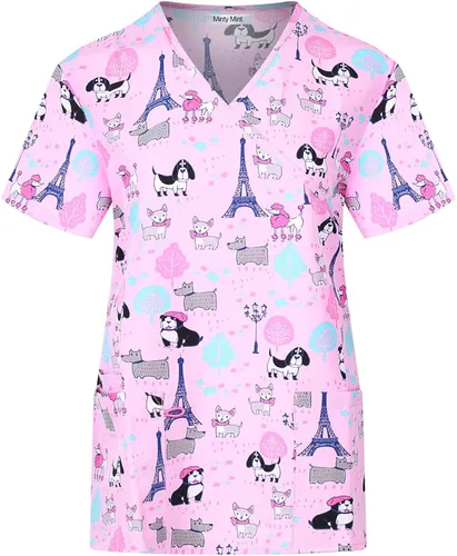 Vista 2 de Minty Mint - Conjunto de ropa médica para mujer, cuello en V, con paneles de ventilación