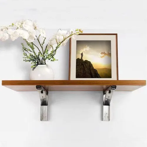 Vista 2 de Estantes flotantes plegables, estantes decorativos de madera montados en la pared, estante flotante de granja para decoración de pared, dormitorio