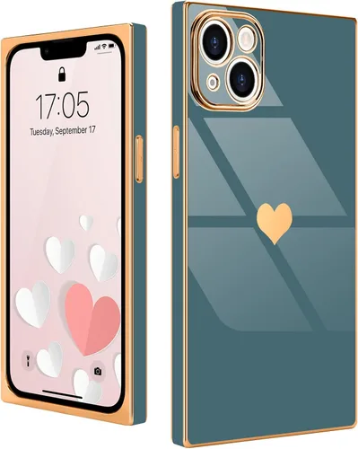 Vista 76 de Compatible con iPhone 12 Funda Rectangular Bonita Chapado Dorado Lujo Corazón de Amor Funda de Teléfono para Mujeres Niñas A Prueba de Golpes
