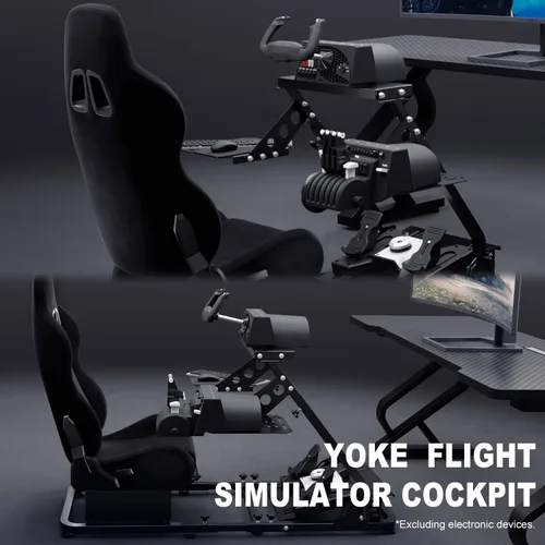 Vista 4 de Marada Flight Simulator Cockpit with Black Seat and Racing Sim Cockpit for Driving and Flight Sim Fit for