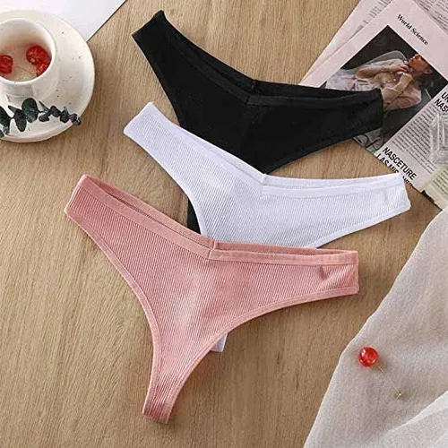 Vista 6 de OQQ Tangas de 5 piezas para mujer ropa interior de algodón transpirable de tiro bajo bragas hipster sexy S-XL