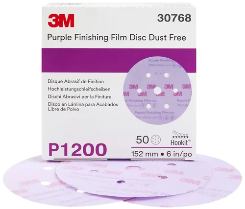 Vista 6 de Disco de película para acabado púrpura antipolvo, modelo P1 3769 de 6 pulgadas, de 3M, P600, 3