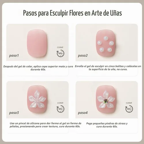 Vista 6 de GAOY Gel escultor 3D blanco nacarado para arte de uñas, 0.53 oz de gel Blanco (Pearlescent White)