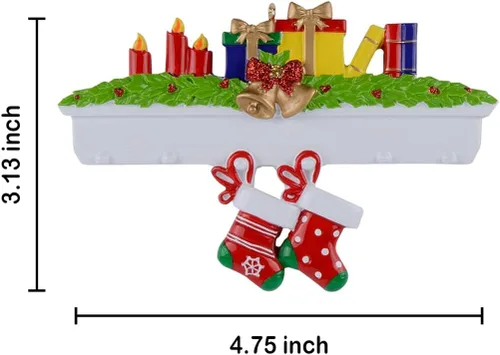 Vista 5 de Adorno de Navidad familiar 2023 personalizado, medias de mantel para familia de 2, adorno para árbol de Navidad, regalo de recuerdo personalizado