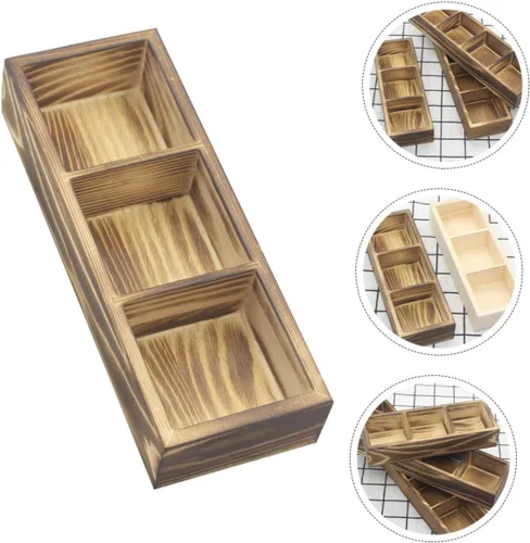 Vista 3 de Soporte para bolsitas de té, de madera, 3 compartimentos, organizador de té y café, almacenamiento en el hogar