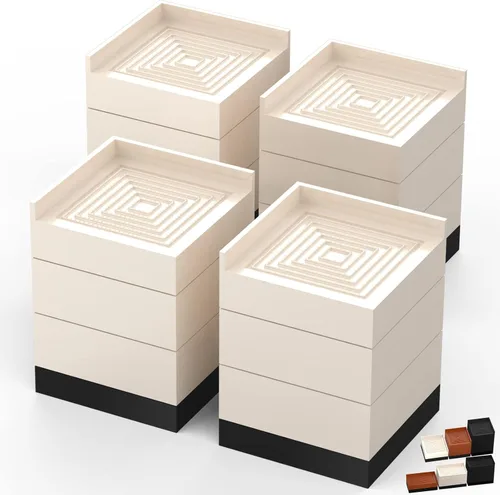 Vista 18 de Elevadores de Muebles, Tclouda Soportes para Cama/Sofá/Escritorio/Mesa/Patas de Silla/Refrigerador de 1.5, 3 y 4 Pulgadas, Bloques Ajustables