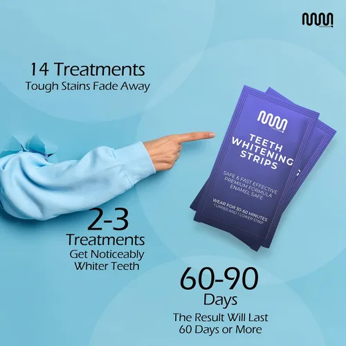 Vista 3 de MasterMedi Tiras blanqueadoras dentales, tira blanca no sensible para blanquear los dientes, 14 tratamientos