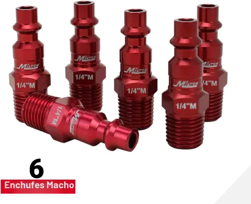 Vista 4 de Milton S-314MKIT ColorFit kit de acoplador y enchufe (estilo M, rojo) - 1/4 pulgadas NPT (14 piezas)