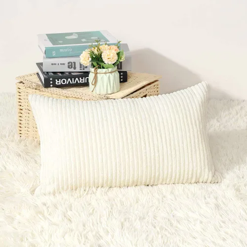 Vista 47 de Artscope Fundas de Almohada de Pana a Rayas Acogedoras Súper Suaves Decorativas Cuadradas Fundas de Almohada Fundas de Cojín para Sofá Sofá Amarillo